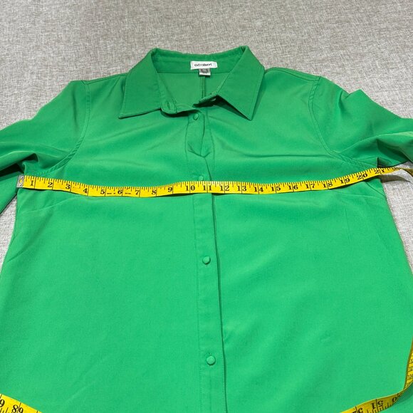 Extro&Vert | Kelly Green Button Up Shirt Dress | Size 6 - Picture 10 of 13